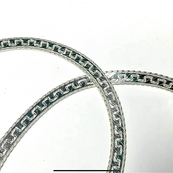 Italian Sterling Silver Greek Key Herringbone Necklace 5.5mm Wide - Picture 2 of 7